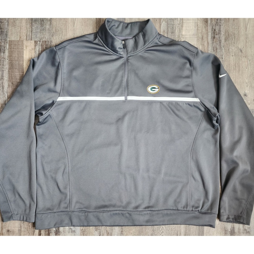 Nike Pullover Mens XL Gray Green Bay Packers Therma-FIT Quarter Zip Golf Jacket